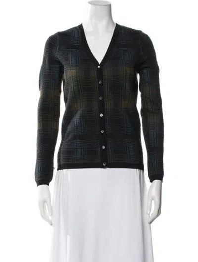 Pre-owned M Missoni Plaid Print V-neck Sweater In Black
