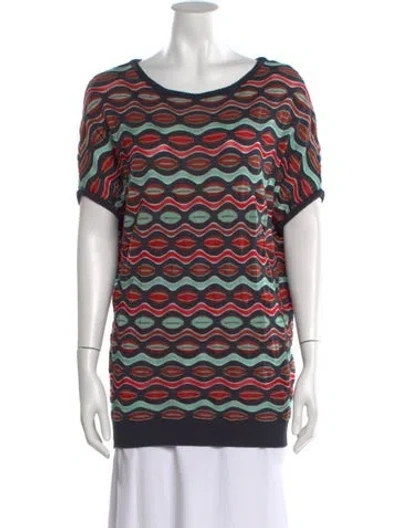 Pre-owned M Missoni Printed Bateau Neckline T-shirt In Multi