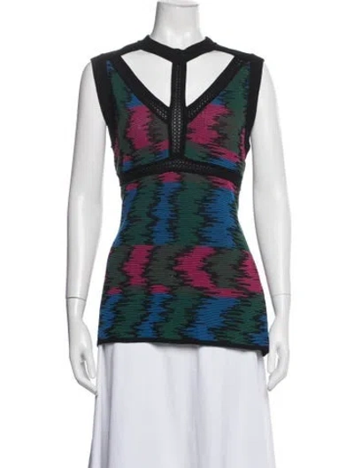 Pre-owned M Missoni Printed Crew Neck Blouse In Black