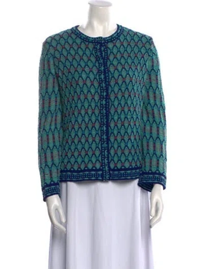 Pre-owned M Missoni Printed Crew Neck Sweater In Blue