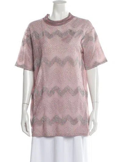 Pre-owned M Missoni Printed Crew Neck Sweater W/ Tags In Pink