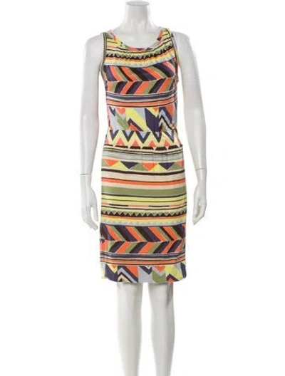 Pre-owned M Missoni Printed Knee-length Dress In Neutral