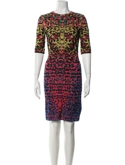 Pre-owned M Missoni Printed Knee-length Dress In Neutral