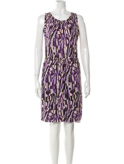 Pre-owned M Missoni Printed Knee-length Dress In Purple