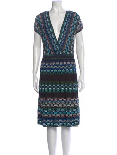 Pre-owned M Missoni Printed Knee-length Dress W/ Tags In Multi