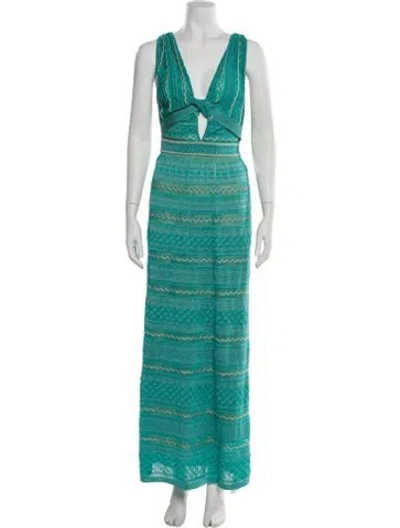 Pre-owned M Missoni Printed Long Dress In Green