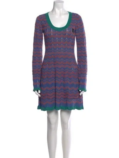 Pre-owned M Missoni Printed Midi Length Dress In Blue