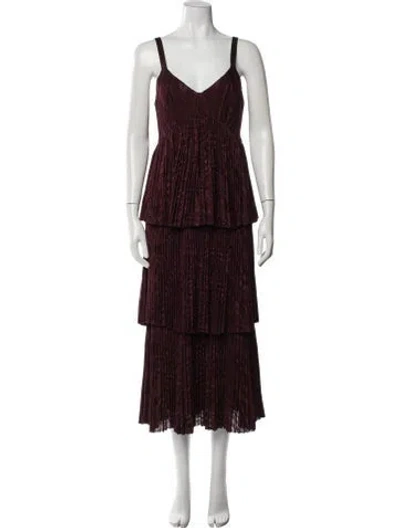 Pre-owned M Missoni Printed Midi Length Dress In Burgundy