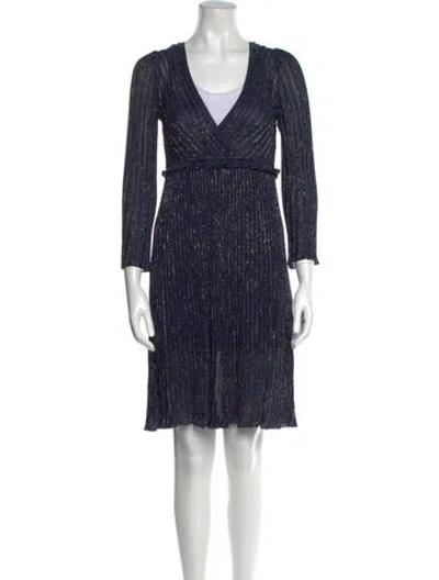 Pre-owned M Missoni Printed Mini Dress In Blue