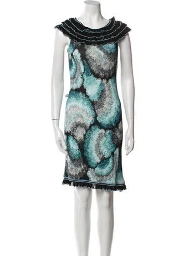Pre-owned M Missoni Printed Mini Dress In Blue