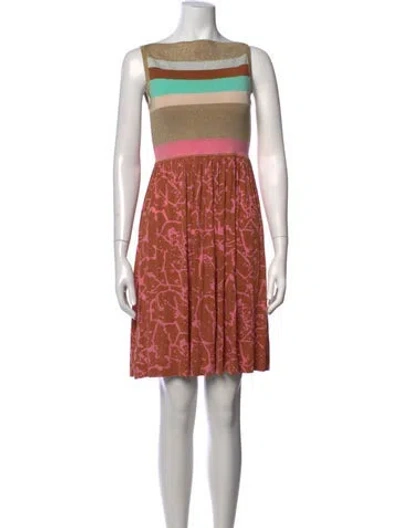 Pre-owned M Missoni Printed Mini Dress In Brown
