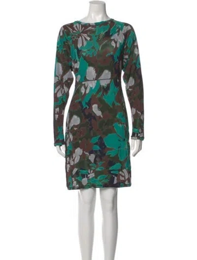 Pre-owned M Missoni Printed Mini Dress In Green