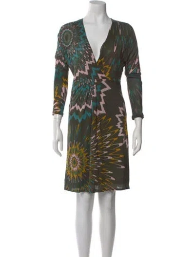 Pre-owned M Missoni Printed Mini Dress In Green