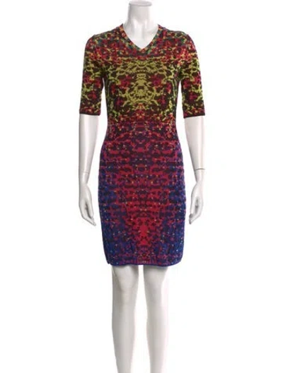 Pre-owned M Missoni Printed Mini Dress In Neutral