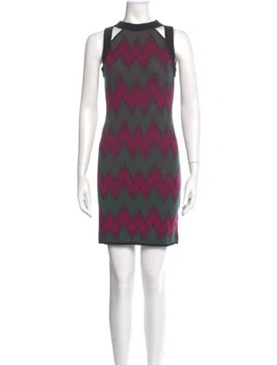 Pre-owned M Missoni Printed Mini Dress W/ Tags In Purple