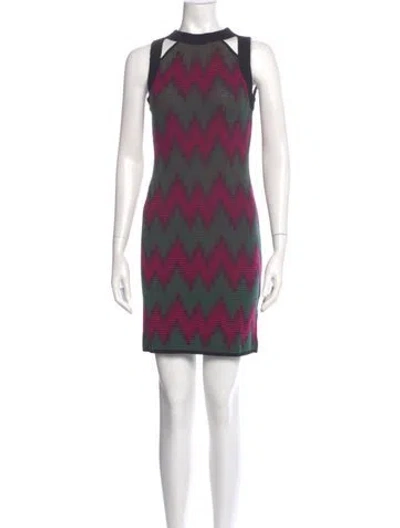 Pre-owned M Missoni Printed Mini Dress W/ Tags In Purple