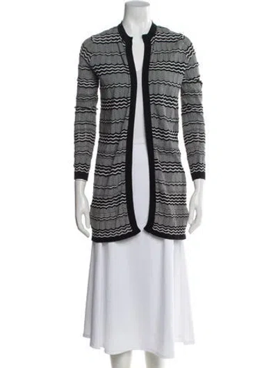 Pre-owned M Missoni Printed Open Front Sweater In Black