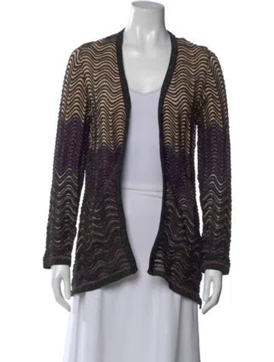 Pre-owned M Missoni Printed Open Front Sweater In Black
