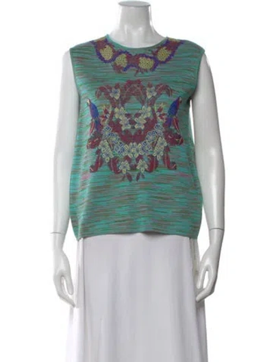 Pre-owned M Missoni Printed Scoop Neck Sweater In Green