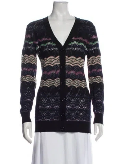 Pre-owned M Missoni Printed V-neck Sweater In Blue