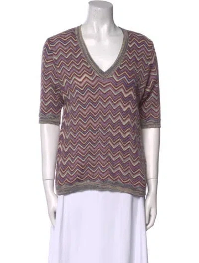 Pre-owned M Missoni Printed V-neck Sweater In Multi