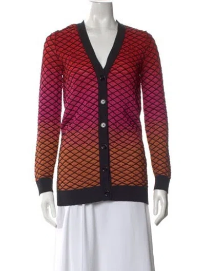 Pre-owned M Missoni Printed V-neck Sweater In Multi