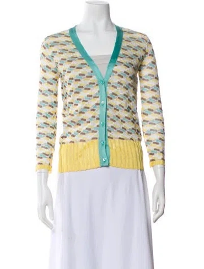 Pre-owned M Missoni Printed V-neck Sweater In Yellow