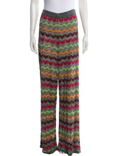 Pre-owned M Missoni Printed Wide Leg Pants In Gray