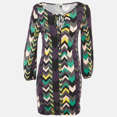 Pre-owned M Missoni Purple Arrow Print Jersey Fitted Dress S/m