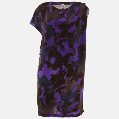 M Missoni Purple Butterfly Print Silk Knee Length Dress