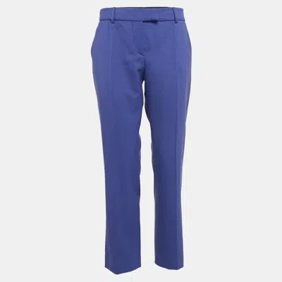 M Missoni Purple Gabardine Straight Leg Trousers In Blue