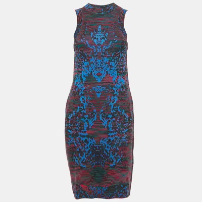 M Missoni Purple Intarsia Knit Bodycon Dress In Multi
