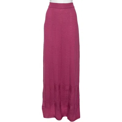 M Missoni Purple Knit Maxi Skirt In Pink