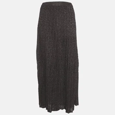 M Missoni Burgundy Lurex Knit Maxi Skirt In Gray
