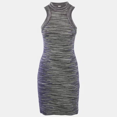 Pre-owned M Missoni Purple Lurex Knit Sleeveless Bodycon Dress S