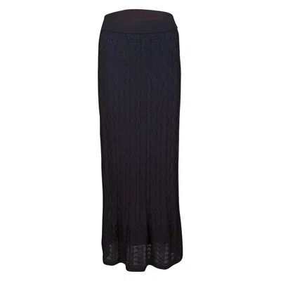 M Missoni Purple Patterned Knit Maxi Skirt In Black