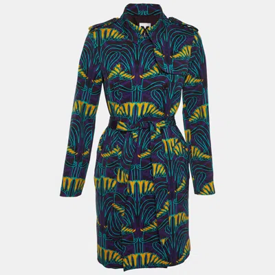 Pre-owned M Missoni Purple Printed Double Breasted Coat M