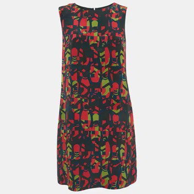 M Missoni Red Printed Silk Shift Mini Dress In Multi