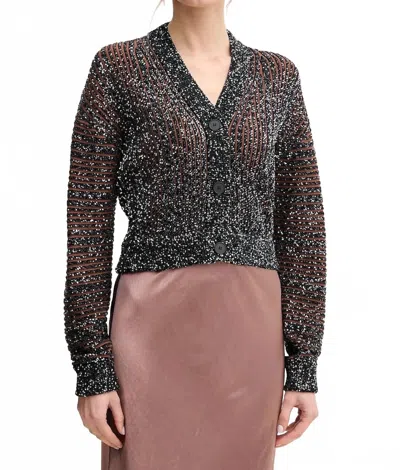 M Missoni Ribbed Cropped Cardigan In Black And Brown