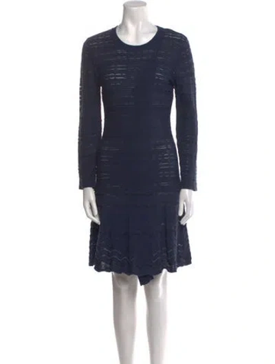 Pre-owned M Missoni Scoop Neck Mini Dress In Blue