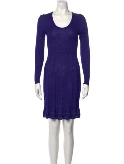 Pre-owned M Missoni Scoop Neck Mini Dress In Purple