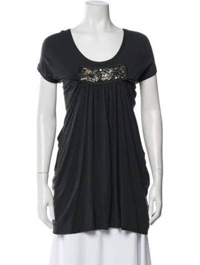 Pre-owned M Missoni Scoop Neck Short Sleeve T-shirt In Gray