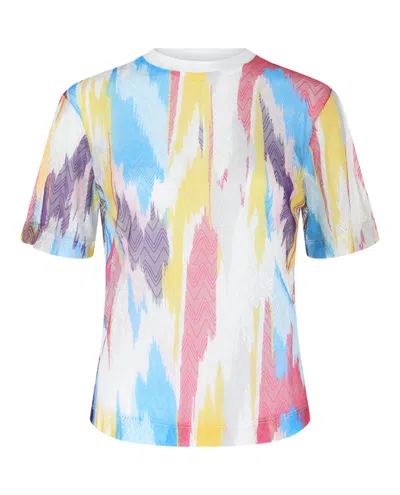 M Missoni Sheer Chevron Mesh Crewneck T-shirt In White