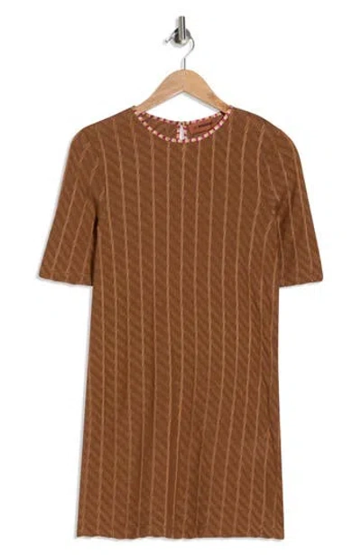 M Missoni Short Sleeve Sweater Dress In Brown