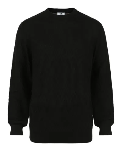 M Missoni Signature Crochet Knit Sweater With Zigzag Pattern In Black