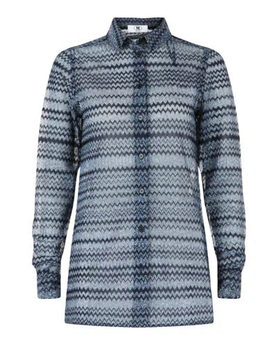 M Missoni Signature Zig Zag Patterned Shirt In Blue