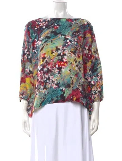 Pre-owned M Missoni Silk Floral Print Blouse In Black