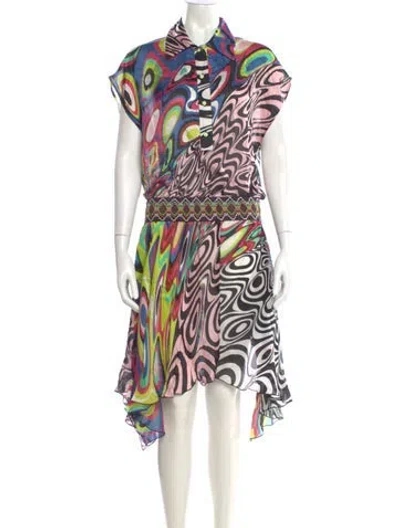 Pre-owned M Missoni Silk Long Dress In Multi