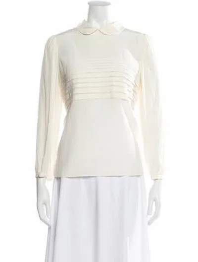 Pre-owned M Missoni Silk Long Sleeve Blouse In Neutral