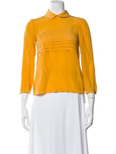 Pre-owned M Missoni Silk Long Sleeve Blouse In Yellow